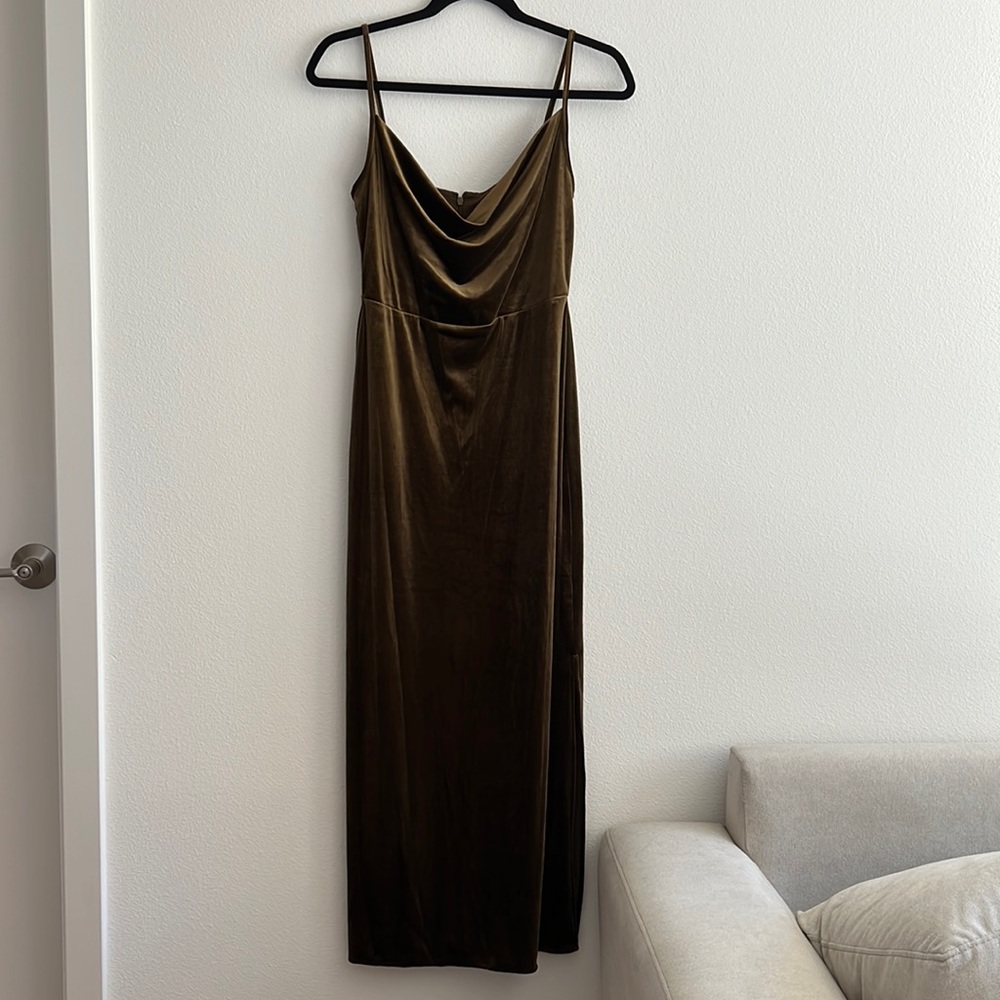 Olive velvet dress